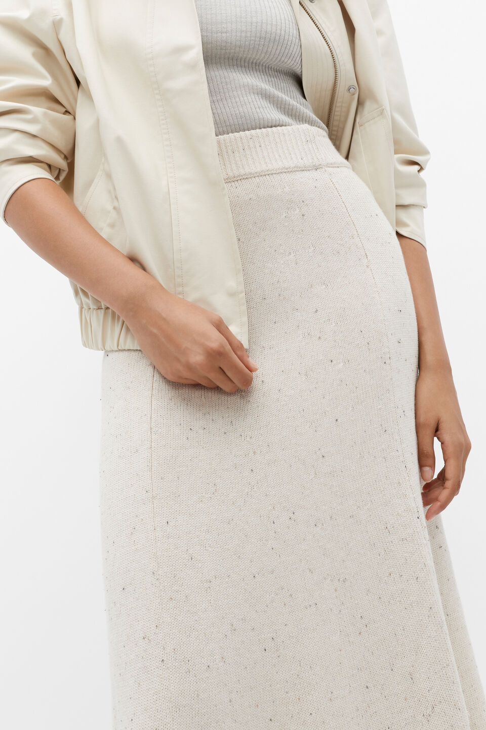 Speckle Knit Midi Skirt  Vanilla Cream Fleck