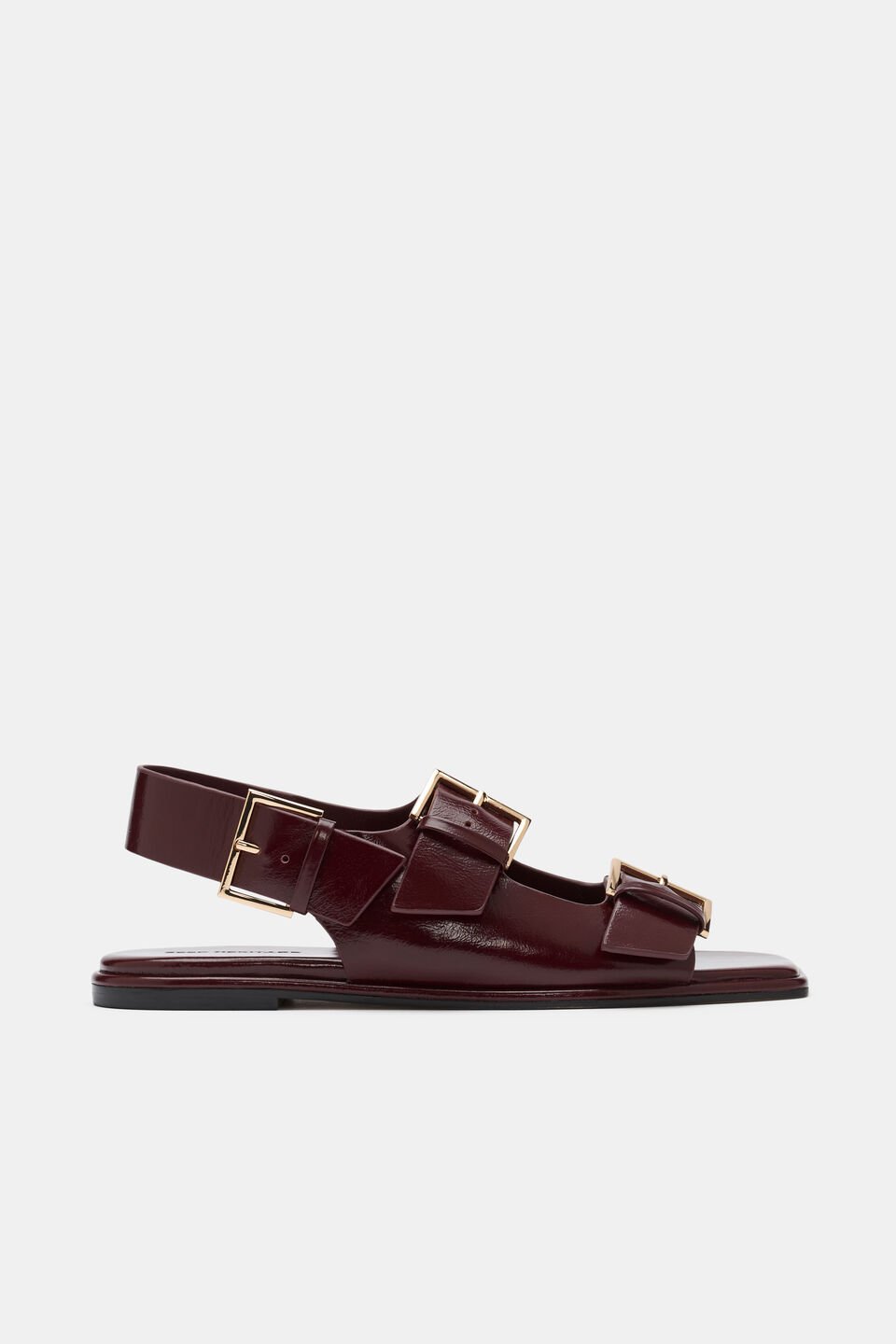 Iris Triple Buckle Sandal  Plum Red
