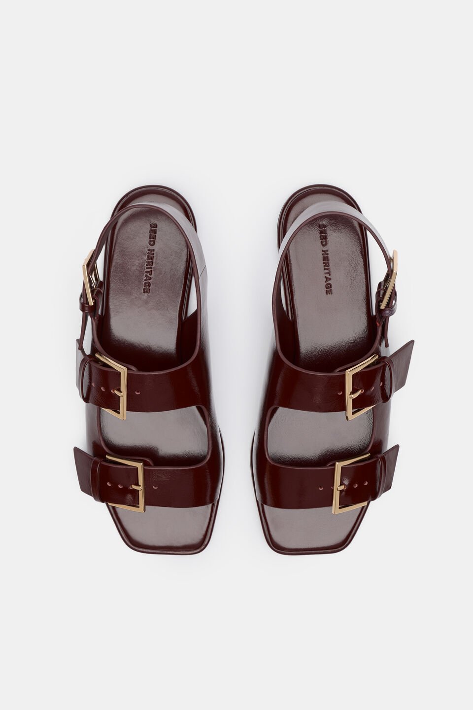 Iris Triple Buckle Sandal  Plum Red