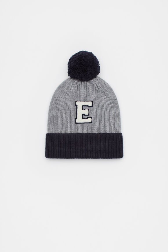 Colourblock Initial Beanie  E  hi-res