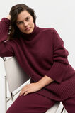 Merino Wool Roll Neck Side Split Knit  Plum Red  hi-res