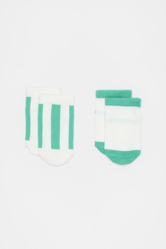 Stripe Colourblock Sock 2 Pack  Jade Green  hi-res