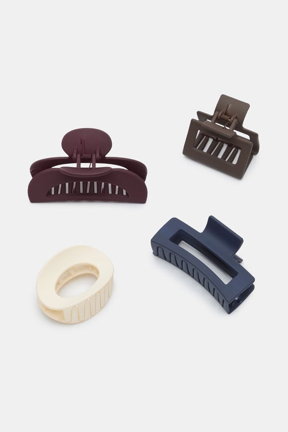 Multi Hair Claw Pack  Plum Red  hi-res