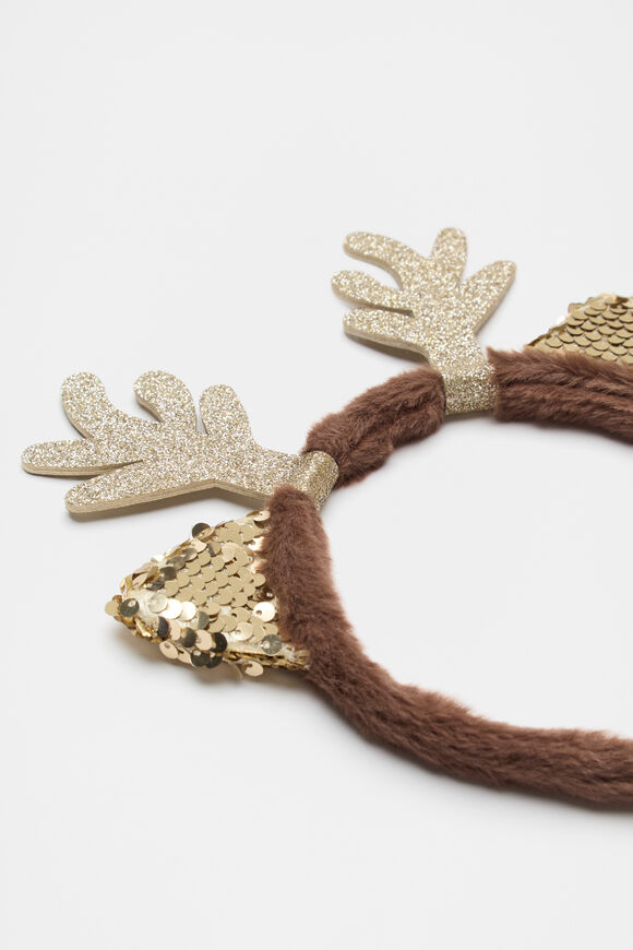 Sequin Fur Reindeer Headband  Multi  hi-res
