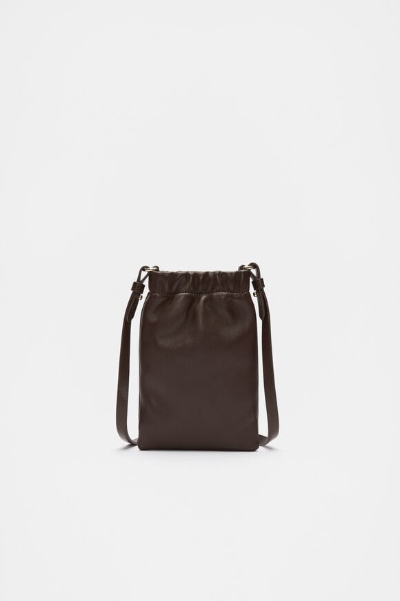 Leather Rouched Crossbody  Dark Espresso  hi-res