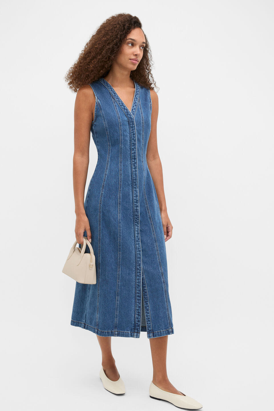 Denim Aline Midi Dress  Heritage Wash