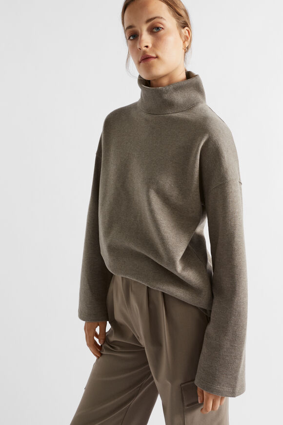Roll Neck Terry Sweat  Hazel Marle  hi-res