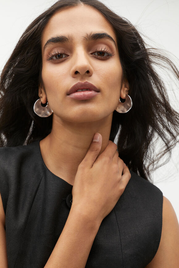 Round Organic Hoop  Silver  hi-res