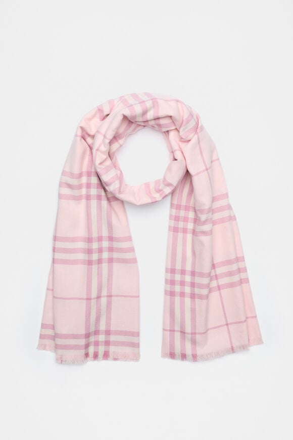 Multi Check Scarf  Rose Petal  hi-res