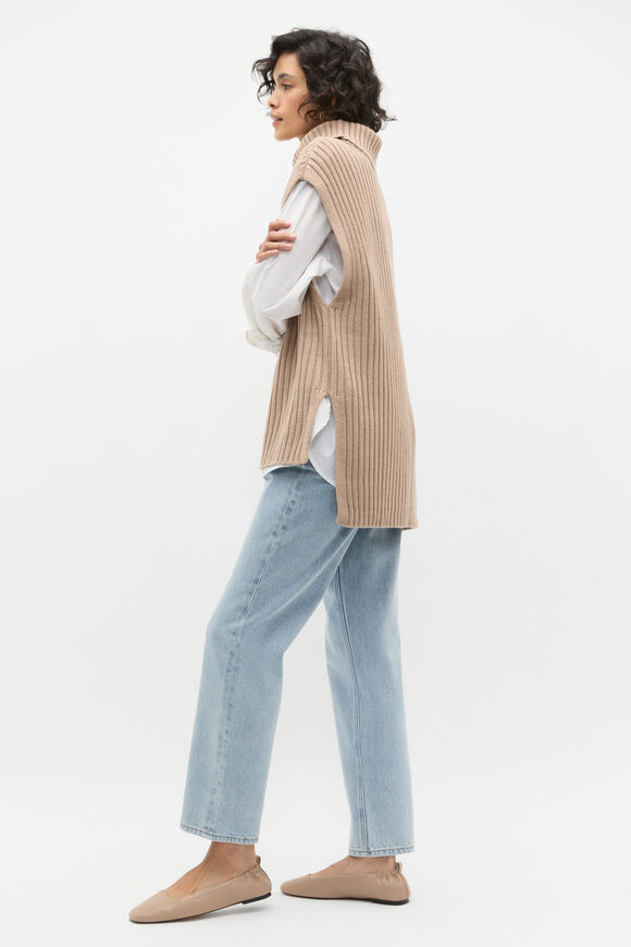 Collar Knit Poncho  Cookie  hi-res