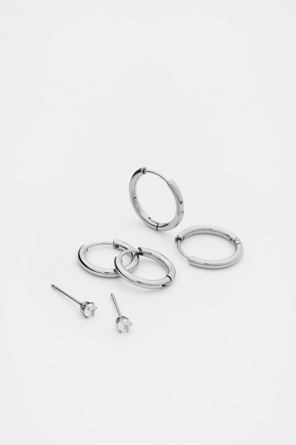 Waterproof Trio Stud Ear Pack  Silver