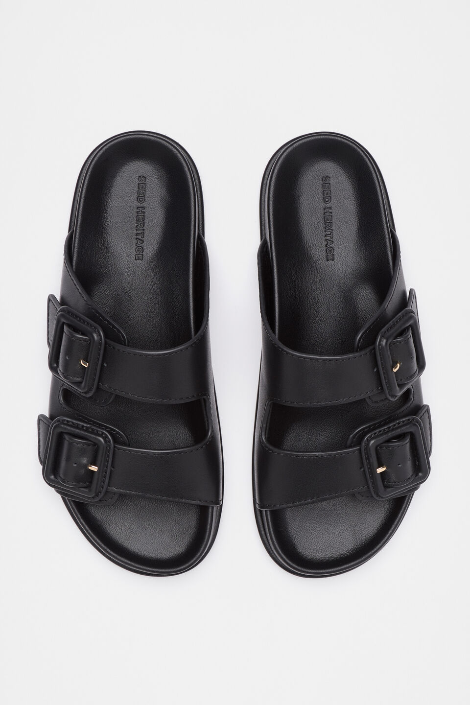 Dulci Covered Buckle Slide  Black