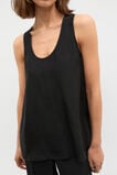 Crinkled Satin Longline Tank  Black  hi-res
