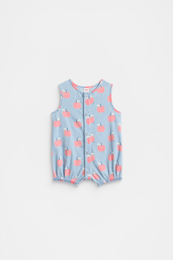 Chambray Apple Romper  Multi  hi-res