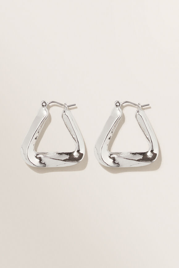 Twisted Triangle Hoop  Silver  hi-res