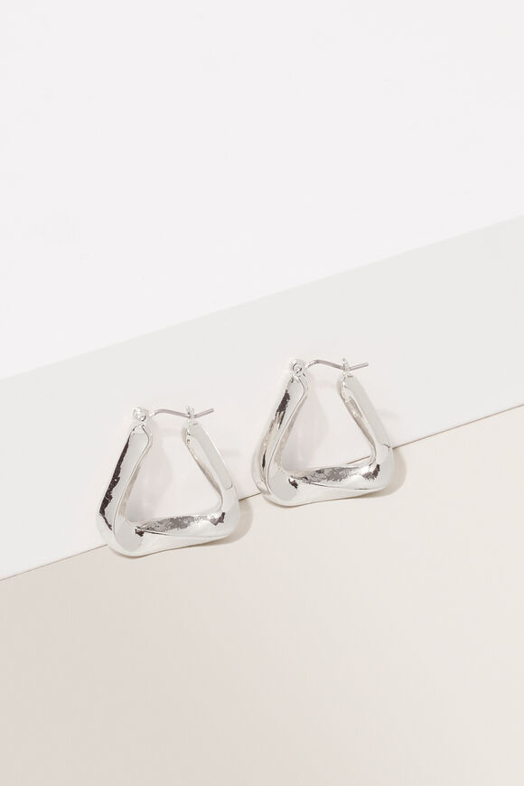 Twisted Triangle Hoop  Silver  hi-res