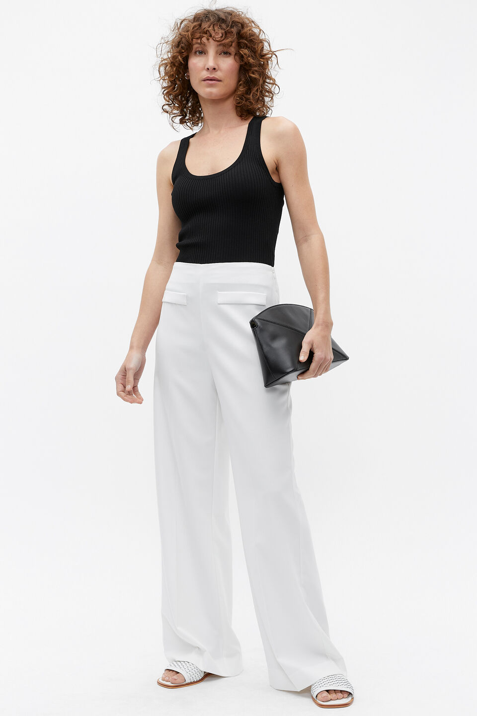 Rib Knit Scoop Neck Tank  Black