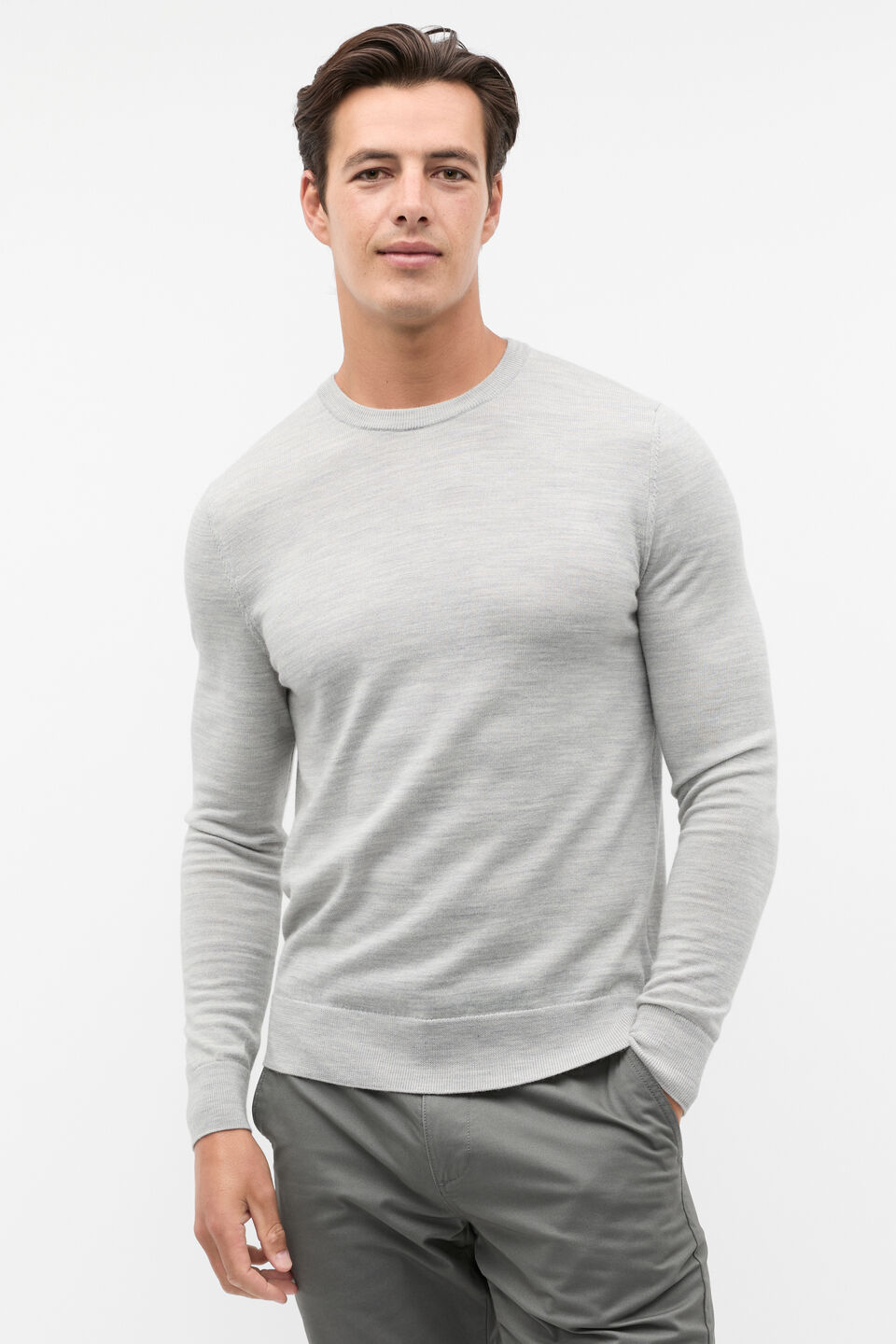 Merino Wool Crewneck  Silver Marle