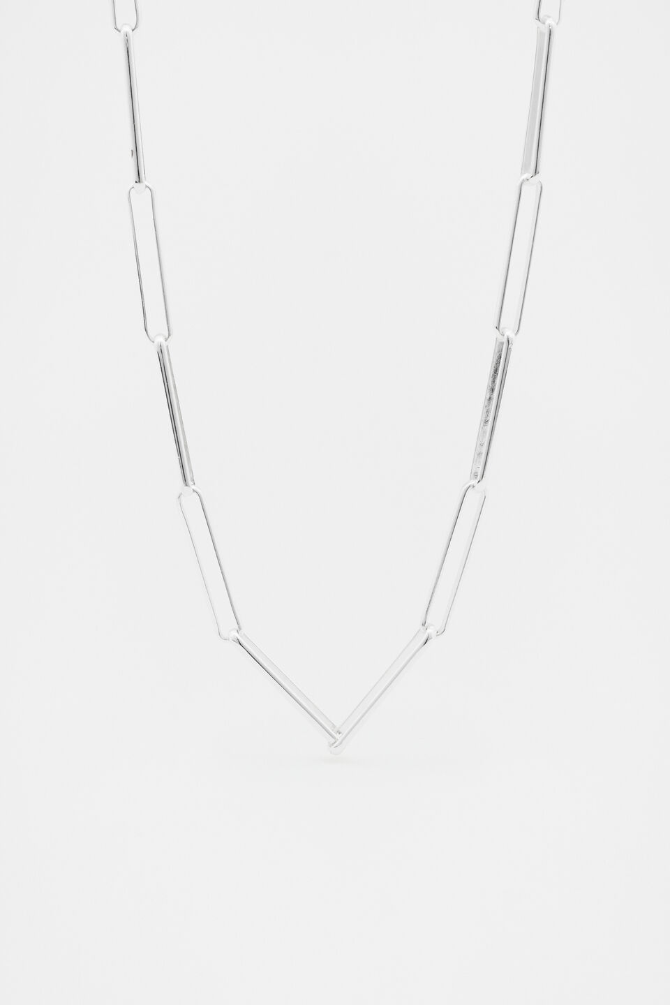 Long Link Necklace  Silver