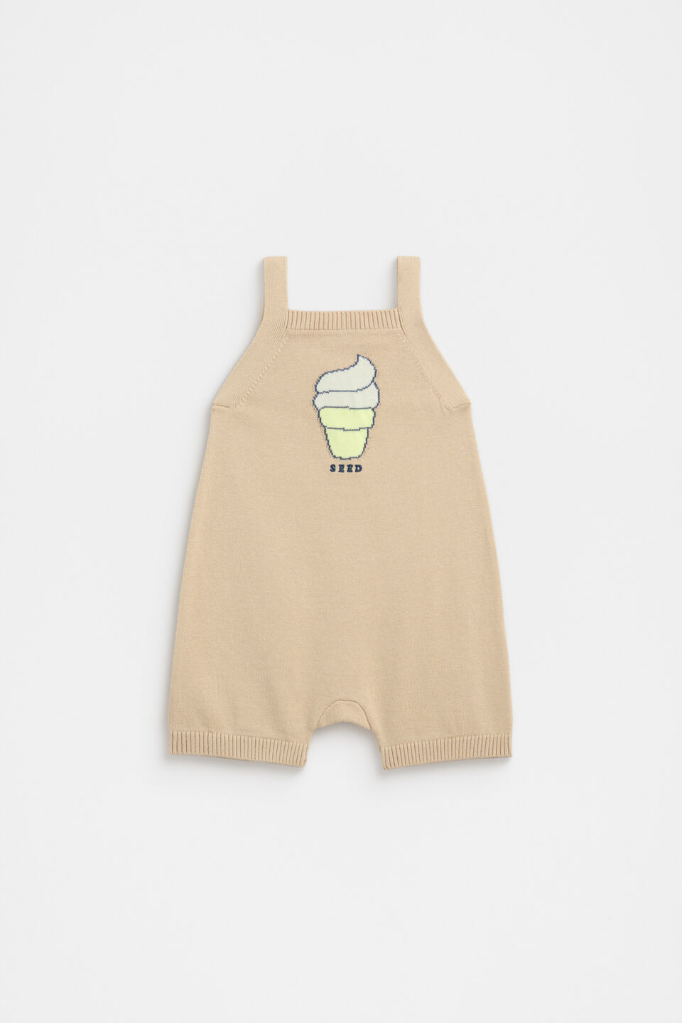 Ice Cream Knit Romper  Ecru