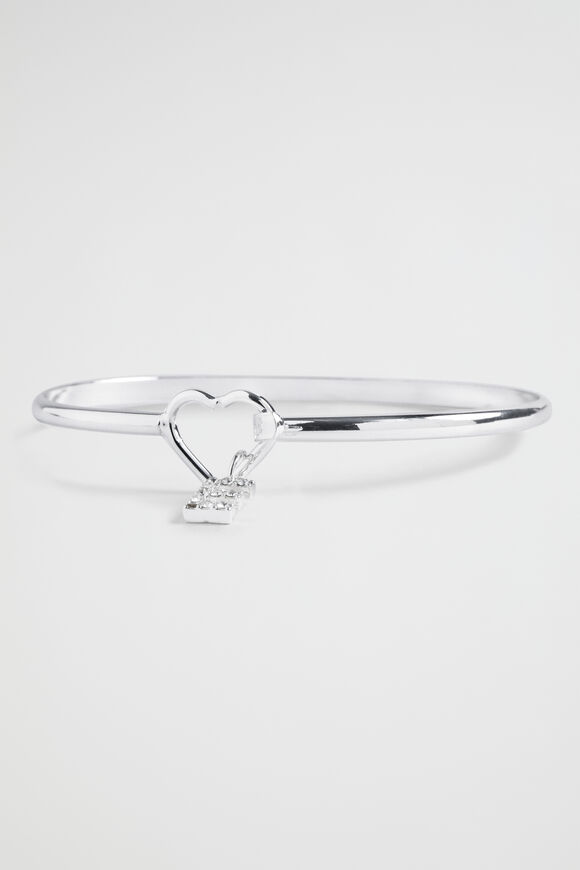 Silver Initial Bangle  E  hi-res