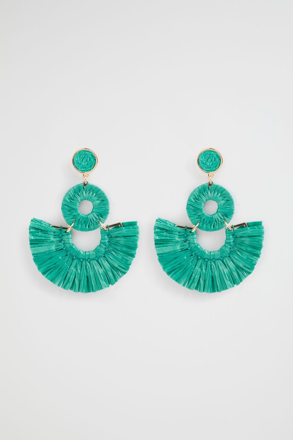 Double Raffia Earring  Deep Teal