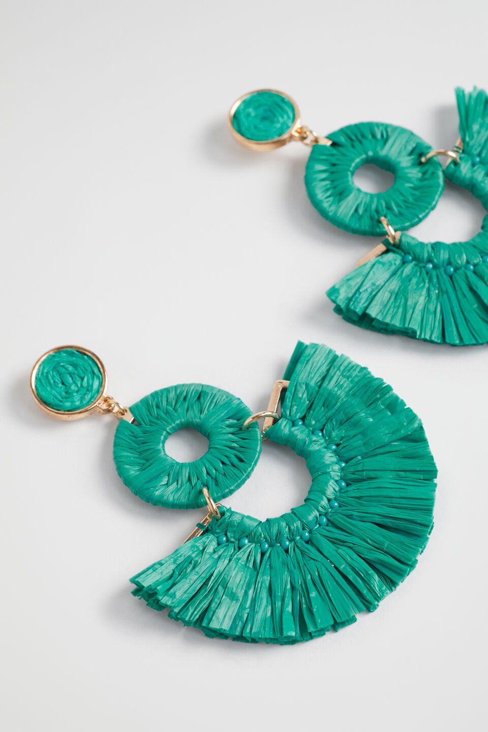 Double Raffia Earring  Deep Teal