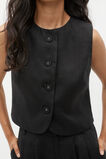 Linen Button Down Shell Top  Black  hi-res