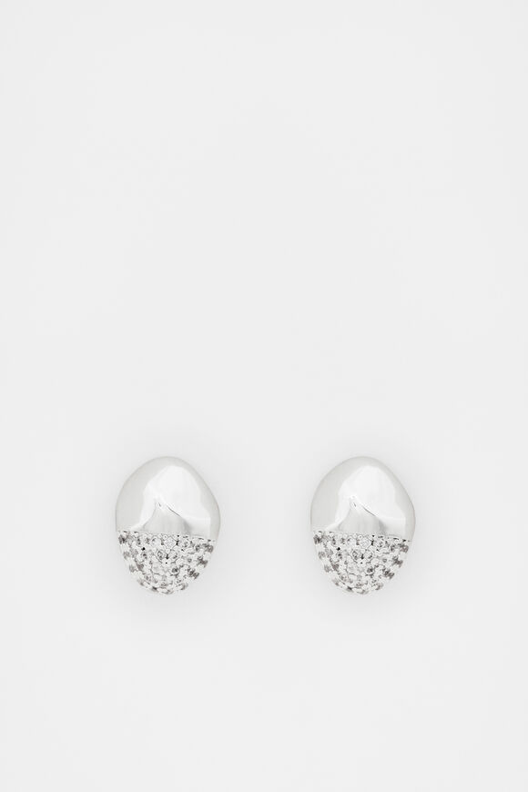 Pave Organic Studs  Silver  hi-res