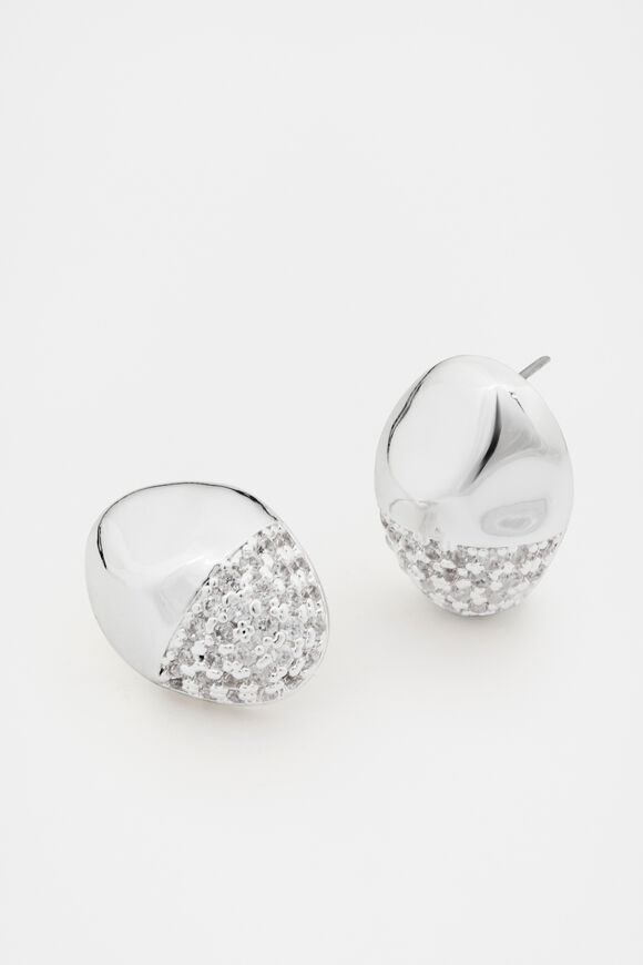 Pave Organic Studs  Silver  hi-res