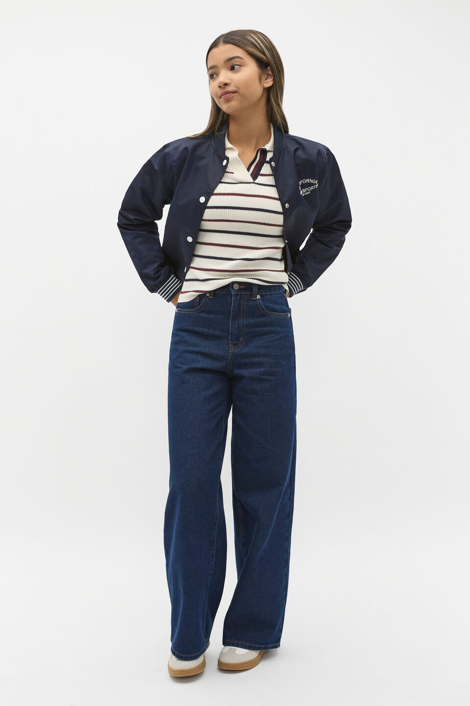 Sporty Bomber Jacket  New Navy