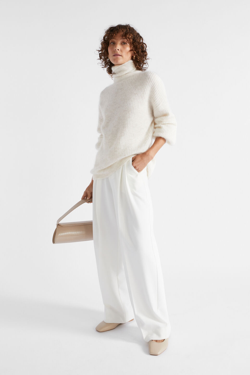 Straight Leg Tailored Pant  Cloud Cream