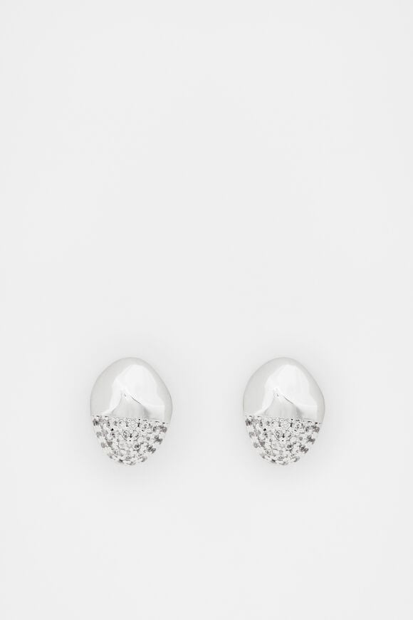 Pave Organic Studs  Silver  hi-res