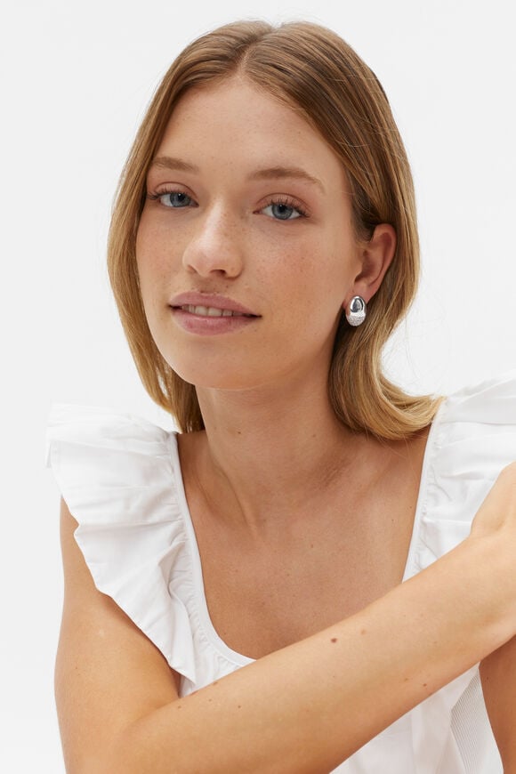 Pave Organic Studs  Silver  hi-res