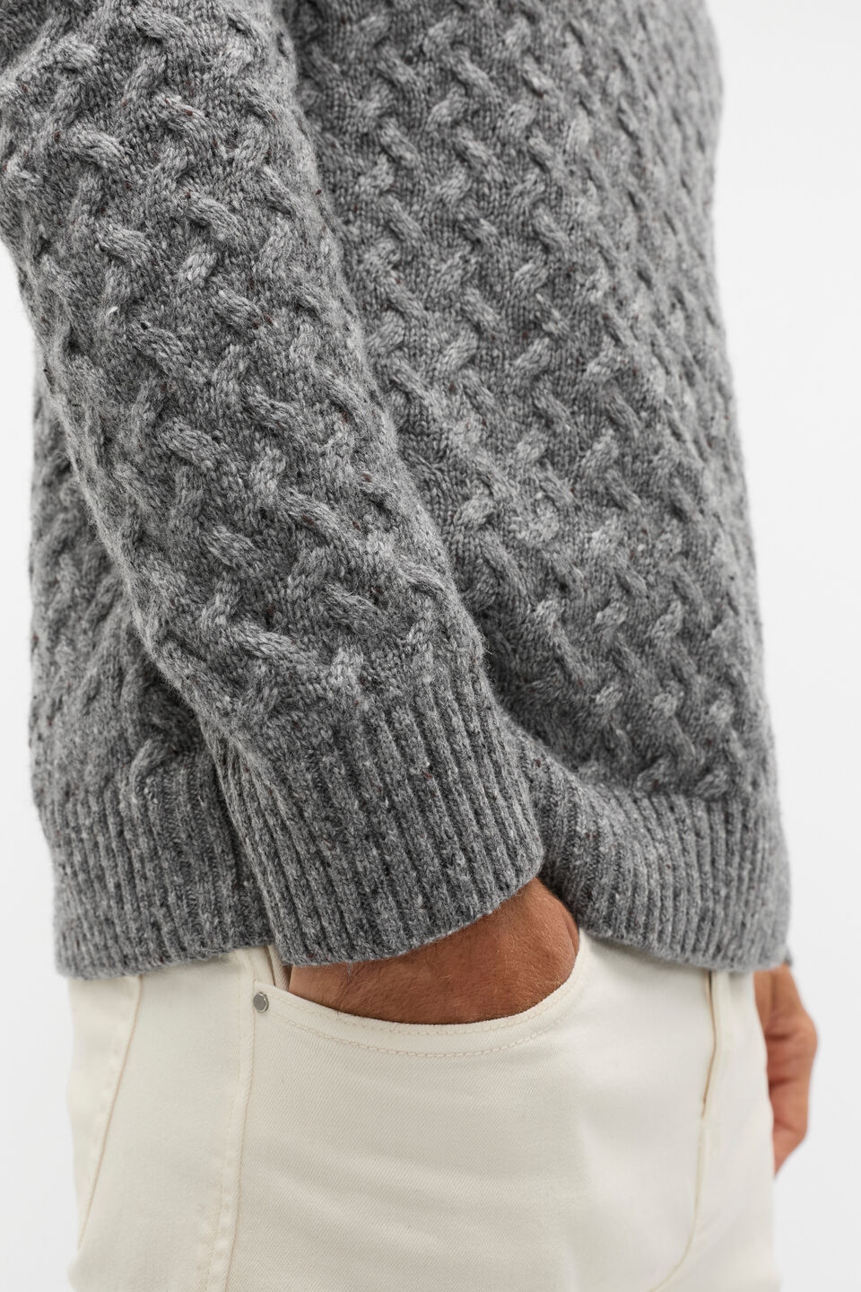 Wool Blend Cable Knit  Vintage Grey Marle