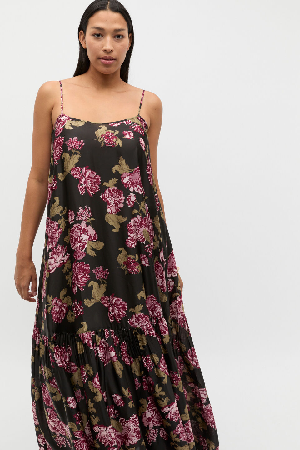 Silk Floral Midi Dress  Floral Multi
