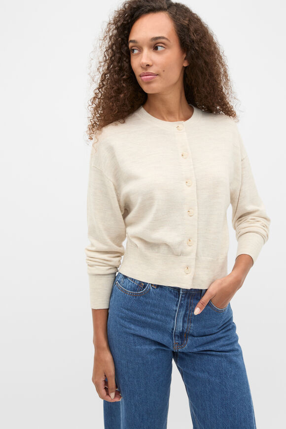 Australian Merino Relaxed Cardigan  Mist Marle  hi-res