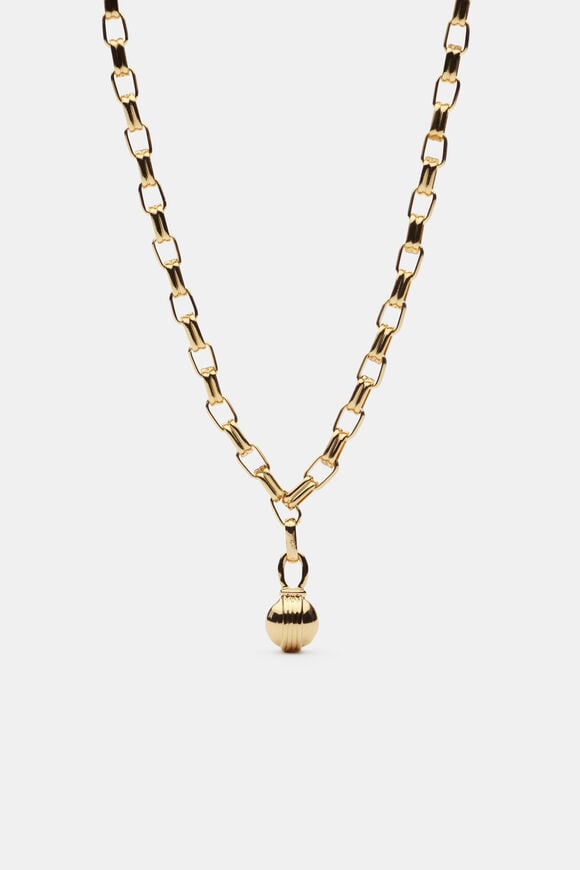 Fluted Sphere Necklace  Gold  hi-res