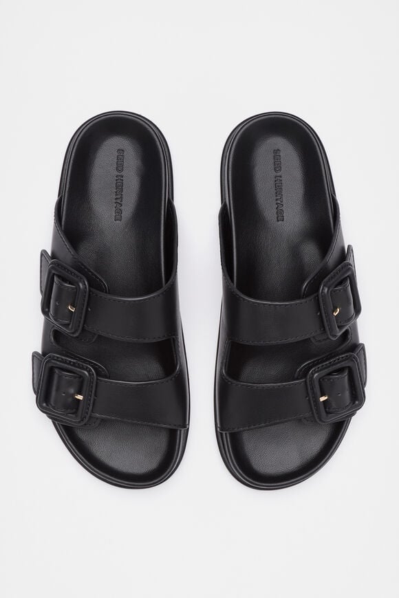 Dulci Covered Buckle Slide  Black  hi-res