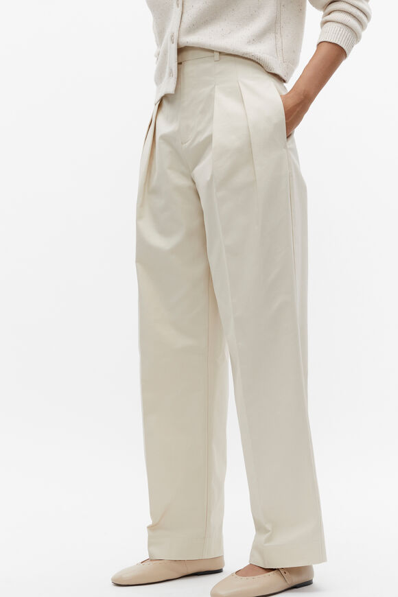 Cotton Pleat Front Pant  Vanilla Cream  hi-res
