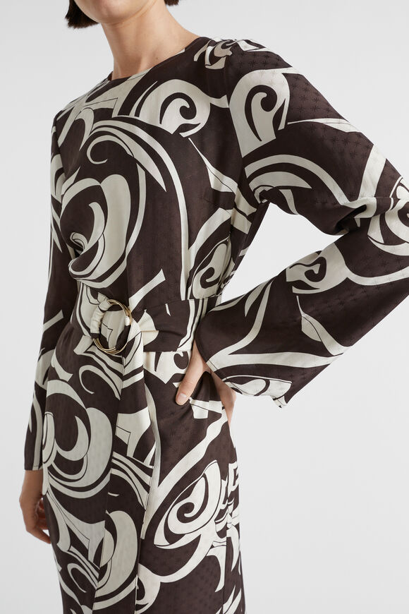 Jacquard Swirl Midi Dress  Retro Swirl  hi-res