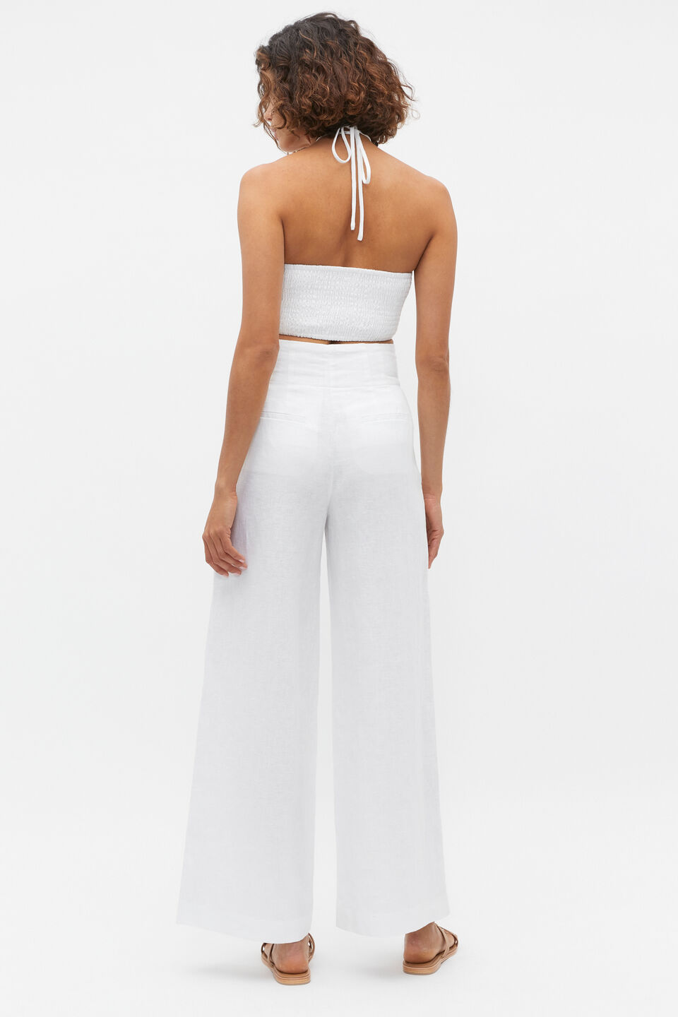 Bead Detail Halter Top  Whisper White