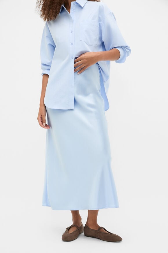 Satin Maxi Bias Skirt  Arctic Blue  hi-res