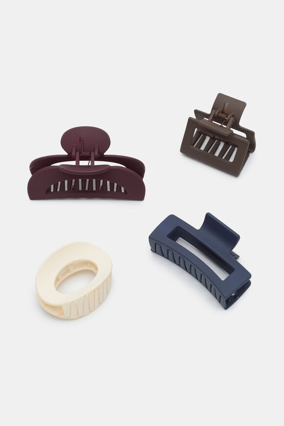 Multi Hair Claw Pack  Plum Red  hi-res