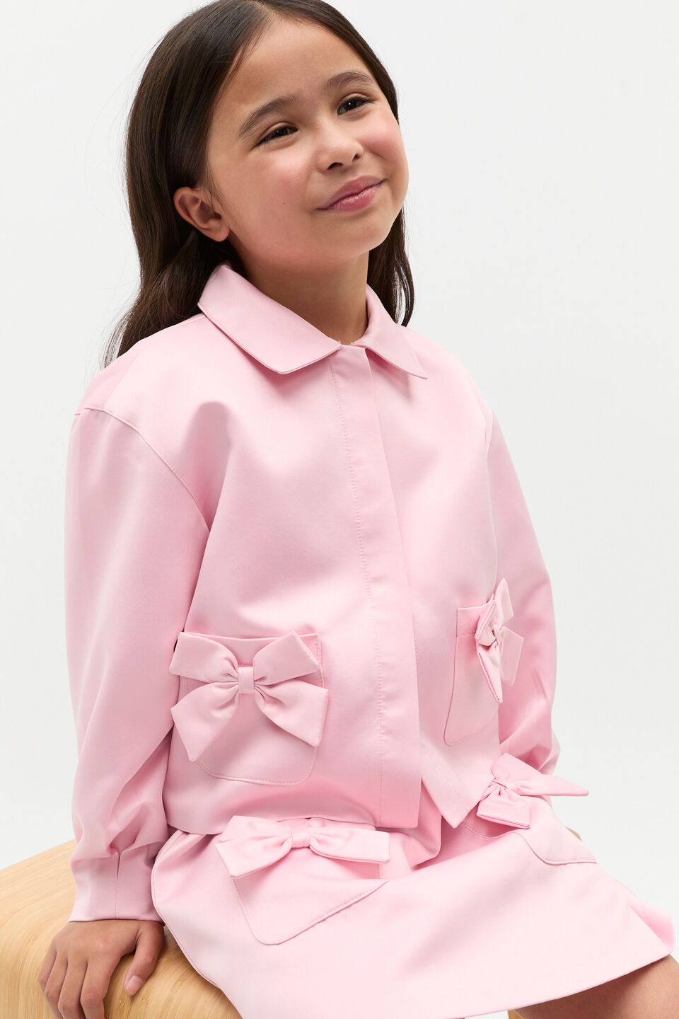 Bow Detail Jacket  Baby Pink