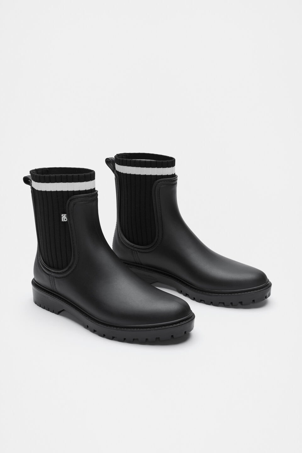 Rib Stripe Gumboot  Black