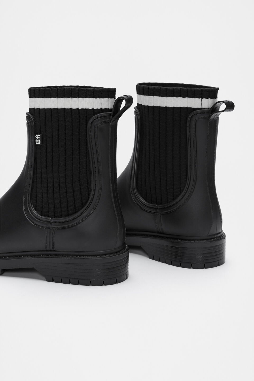 Rib Stripe Gumboot  Black