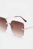 Matea Rectangle Frameless Sunglasses  Brown  hi-res