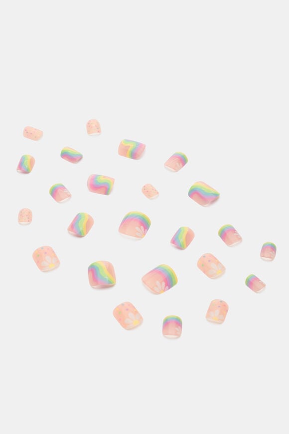 Rainbow Flower Press on Nails  Multi  hi-res
