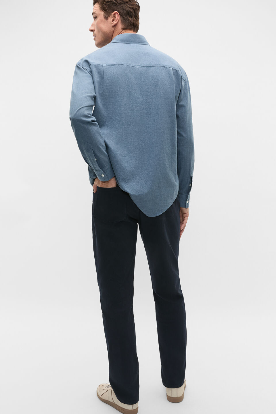 Relaxed Fit Brushed Cotton Shirt  Storm Blue